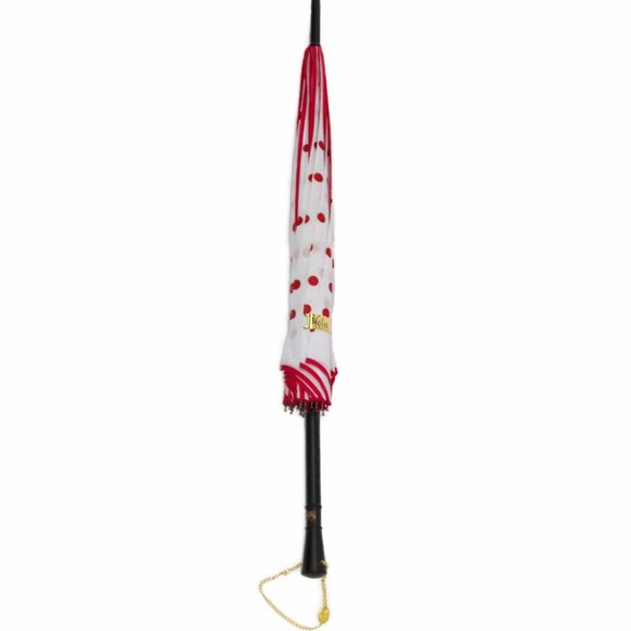 Red Polka Dot with Red Encased Trim Parasol (Cosmetic Blemish) - Picture 9 of 9